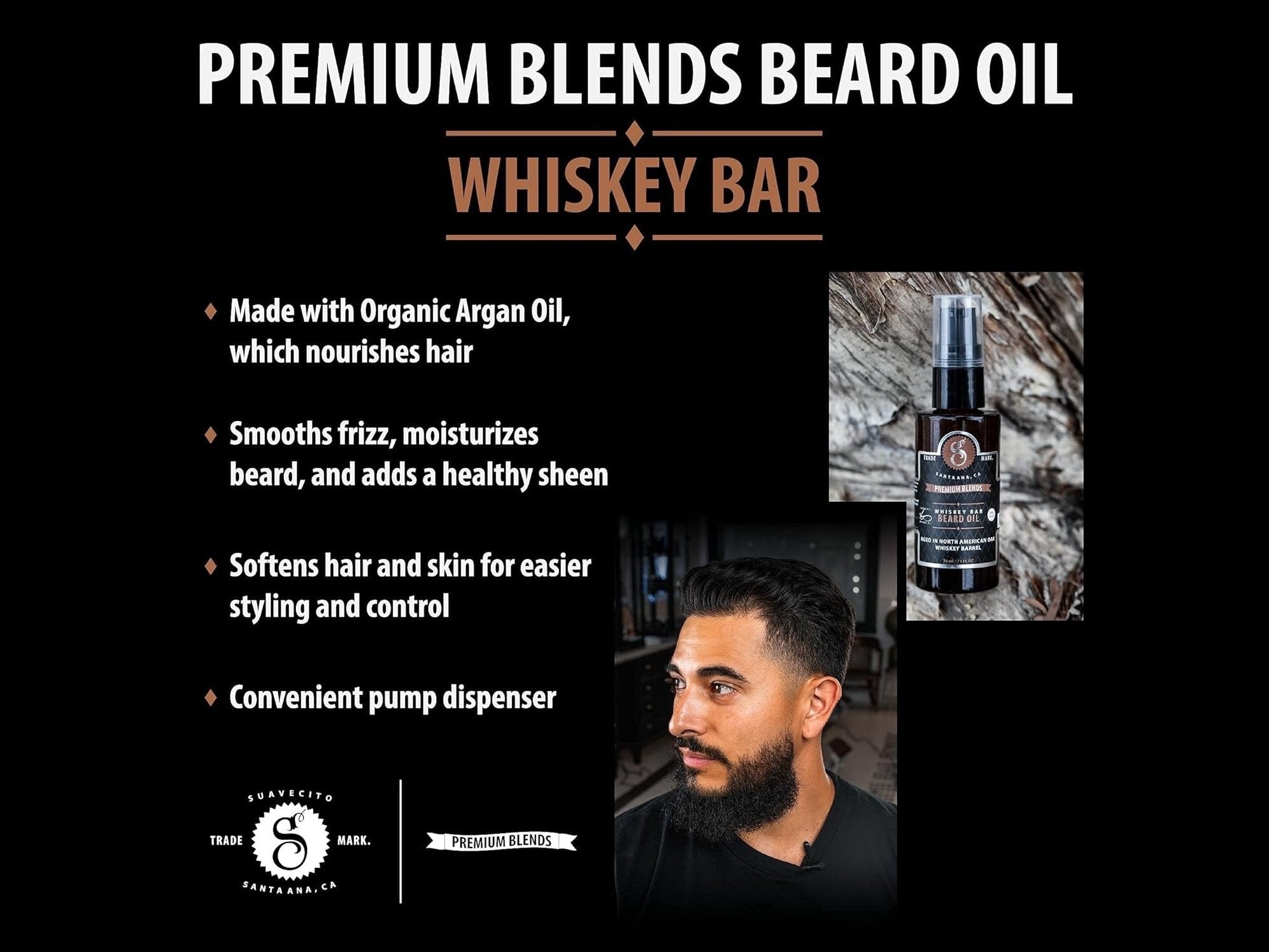 Load image into Gallery viewer, Suavecito Whiskey Bar Beard Oil Premium Blend, 1 oz.
