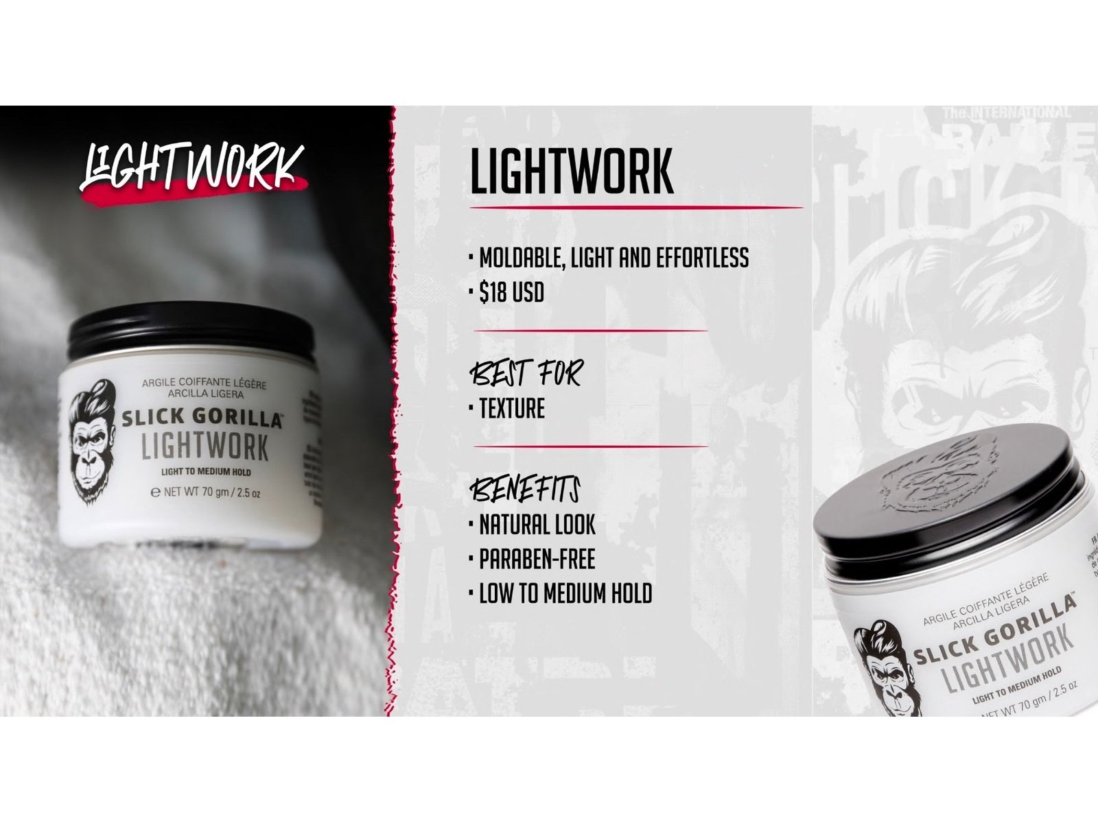 Load image into Gallery viewer, Slick Gorilla ~ Lightwork Hair Styling Pomade 2.5oz
