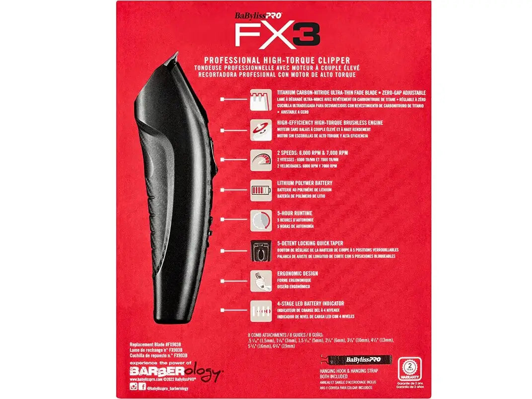 Load image into Gallery viewer, BaBylissPRO FX3 Pro High Torque Clipper Matte Black FXX3CB
